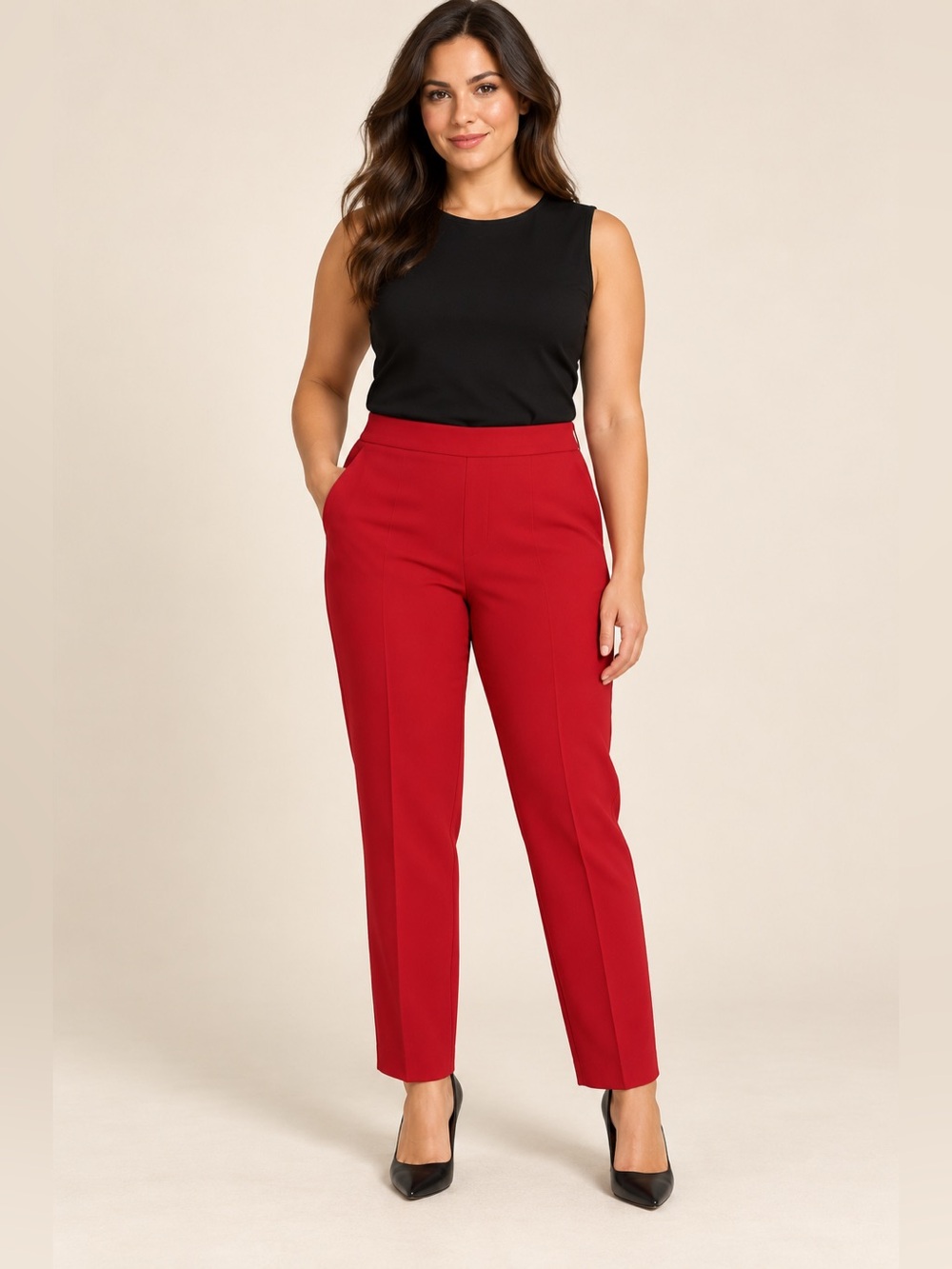 Ann Taylor Curvy Fluid Crepe Red Pants 8P NWT